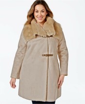 New Calvin Klein Faux-shearling Buckled Wrap Coat Plus Size Women&#39;s Ox Xl Jacket - £93.79 GBP
