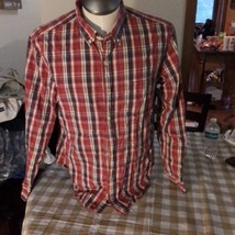 Sunwashed Oxford Red Flannel Shirt, Large Flannel Top, Casual Shirt, Com... - $6.93