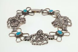 Vintage Shube&#39;s Storyteller turquoise Sterling Silver Bracelet 7.50&quot; - €174,42 EUR