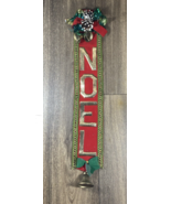 Vintage Christmas Holiday Felt Noel Door Wall Hanging w Bells - $21.99