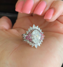 3.44 Ctw IGI Oval Cut D-VVS2 Lab Grown Diamond Bridal Rings Set 14K White Gold - $2,388.15