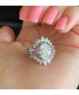 3.44 Ctw IGI Oval Cut D-VVS2 Lab Grown Diamond Bridal Rings Set 14K Whit... - $2,853.82