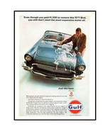 1966 Gulf Single G Motor Oil Vintage Print Ad 1957 Ford Thunderbird Wall... - $10.97