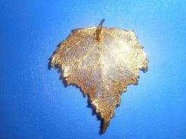 Gold Dipped Real Leaf Pendant Skeleton Gold Leaf Leaves Filigree Vintage - £17.00 GBP