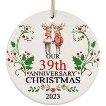 Deer Couple Our 39th Anniversary 2023 Ornament Gift 39 Years Christmas Together - £11.70 GBP