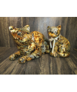 VTG Porcelain Patchwork Joan Baker Safari Design Cat and Kitten Figurines - £32.97 GBP