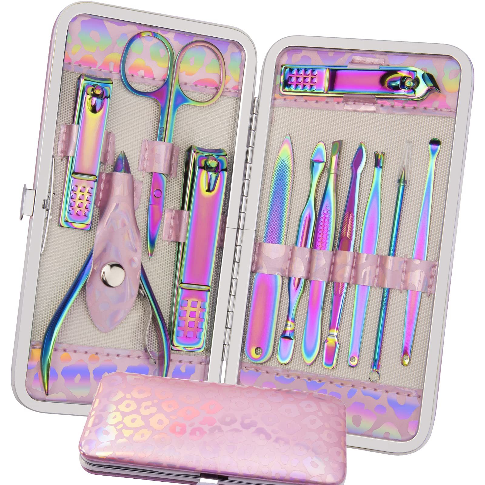 Manicure Set Nail Clippers Pedicure Kit - 12pcs Stainless Steel Nail Kit, Color