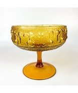 Stelvia Antigua Wayne Husted Amber Glass Pedestal Compote Dish Textured ... - £31.35 GBP