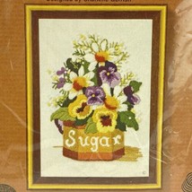 Vintage Crewel Kit Jiffy Stitchery Sugar Canister Bouquet Flowers 231 Sunset - £19.51 GBP