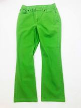 Jeanology Women&#39;s Size 8 Lime Green 5 Pocket Light Wash Straight Leg Denim Jeans - £12.51 GBP