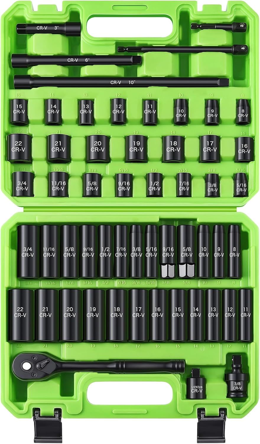 56-Piece 3/8&quot; Drive Socket Set, Sae (5/16&quot;-3/4&quot;) &amp; Metric (8Mm-22Mm), De... - $73.98