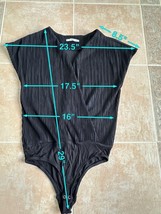 MNG Deep V Neck Bodysuit Black  Extended Cap sleeves  Women size XS - £37.99 GBP