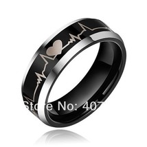 Free Shipping JEWELRY Hot Sales 8MM Love Laser Engraved His/Her Fashion Black Tu - £30.67 GBP