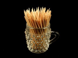 Miniature Hobnail Toothpick Holder, 2&quot; Clear Glass Mug w/Handle, TPK-471 - £15.62 GBP