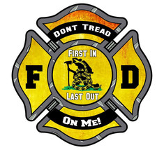 Don&#39;t Tread on Me Firefighter Maltese Cross Decal - Various Sizes - $4.21+