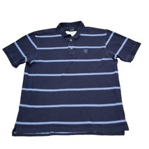IZOD Shirt Mens XL Blue Pinstriped Chest Button Short Sleeve Collared Top - £14.88 GBP