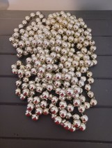37&#39; 3 strands Silver Plastic Bead Christmas Tree Garland Round Beaded Chain - £11.79 GBP