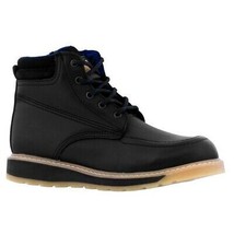 Mens Black Work Safety Boots Leather Laces Zipper Soft Toe Botas Trabajo - £47.95 GBP