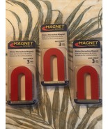 3 Red Cast Alnico 5 U-Shaped Magnet With Keeper, 1-3/16&quot; Wide, 2&quot; Tall, ... - £19.44 GBP
