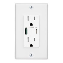 USB Wall Outlet Fast Charge Tamper Resistant QC 3.0 PD 3.0 Receptacles C... - £26.94 GBP