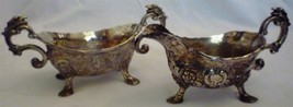 ANTIQUE SILVERPLATE CORBELL &amp; CO REPOUSSE FLOWER DESIGN CREAMER &amp; SUGAR ... - $22.00