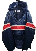 Vintage Izod Lacoste Anorak Jacket Men&#39;s XL Blue, Red &amp; White Rain Windbreaker - £28.74 GBP