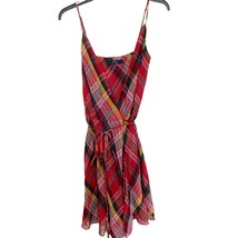 Polo Ralph Lauren Dante Red Plaid Cotton Gauze Wrap Dress Size 6 - £47.81 GBP