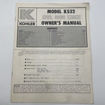 Kohler K532 Engine Owners Manual Parts List 1973 Vintage Original - $13.25