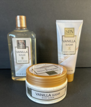 SPA Luxury Vanilla Sugar Scented Body Lotion 5.5oz/Body Wash 12.5oz/Scrub 8oz - £13.18 GBP
