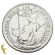 2014 Great Britain Britannia Silver 2 Pounds 1 oz (BU) Brilliant UNC Condition - £71.81 GBP