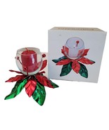 Dept. 56 Poinsettia Votive Candle Holder Shiny Red &amp; Green Leaves Origin... - $163.02 MXN