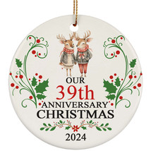 Our 39th Anniversary 2024 Ornament Gift 39 Years Christmas Cute Reindeer Couple - £11.70 GBP
