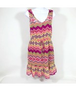 BeBop Geometric Print Ruffle Hem Dress w/Attached Slip Sleeveless Medium - $19.25 CAD