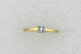 1/5 ct Diamond Solitaire Ring REAL SOLID 14 k Yellow Gold 1.4 g Size 7.75 - £156.67 GBP