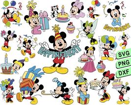 Disney Birhthday Svg Png, Disney Birthday Mickey Mouse and Minnie Mouse Svg - £1.83 GBP