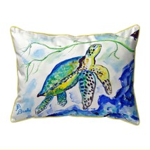 Betsy Drake Yellow Sea Turtle Small Outdoor Pillow 11x14 - £39.46 GBP