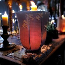 Silk Asian Lamp Lantern Table Lamp Oriental Blue Floral Wood Base Vintage 80s - £69.88 GBP