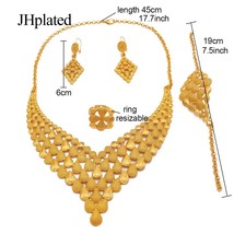 Dubai luxury Gold plated imitation Fine necklaces earrings bracelets jewelry set - £26.53 GBP
