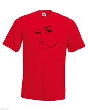 Mens T-Shirt Face with Hot Lips Silhouette, Sexy Face Shirt Teens Eyes tShirt - £19.70 GBP
