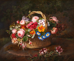 Giclee Art Still Life and Basket Ornate Bouquet Art Oil painting HD printed - £6.85 GBP+