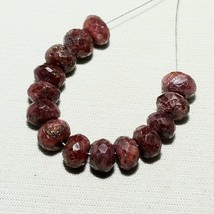 14pcs Natural Ruby Faceted Rondelle Beads Loose Gemstone Size 7mm 38.80cts - £7.11 GBP