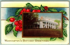 Washington&#39;s Birthday Greetings Cherry Branch Whitney Made Unused Postcard G12 - £7.19 GBP