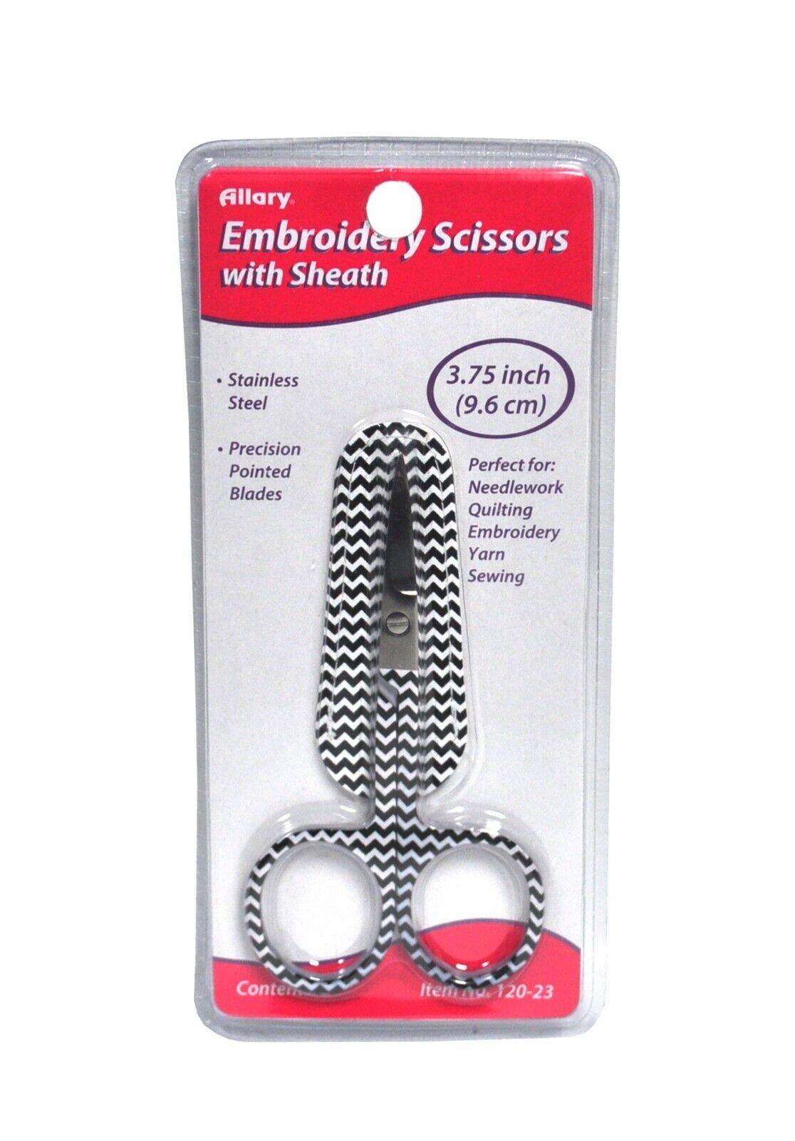3-3/4 Inch Black and White Chevron Themed Embroidery Scissors in Leather... - $6.95