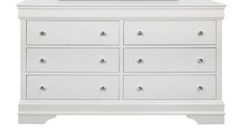 58" Metallic White Solid Wood Six Drawer Double Dresser - $11,463.29 MXN