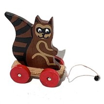 dollhouse miniature pull toy raccoon animal wooden painted artisan B GIBSON 1988 - £11.59 GBP