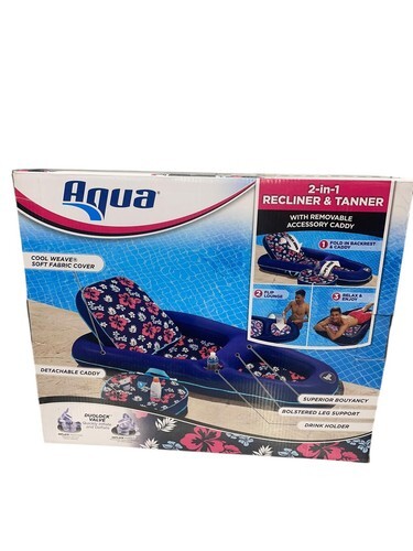 Aqua Campania Ultimate 2-in-1 Pool Recliner Lounge Extra Large Navy Hibi... - $29.70