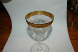 Wedding Bride Tiffin? Minton? Wine Gold Rim Goblets Glasses Vintage Sher... - £15.62 GBP