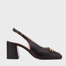 The Potomac Black Slingback Leather Women Sandal image 8