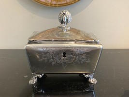 Antique 1870&#39;s Austria Silver Footed Sugar Box with Peacock Finial 459 G... - $593.01