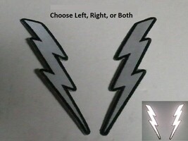 Choose Left or Right REFLECTIVE Lightning Bolt 5&quot; x 1.5&quot; iron on patches... - $8.24+